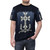 Closeup of an intricate armenian cross design on a t-shirt - men front