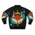 Anthro Fox Head Bomber Jacket with Compass Design - Back