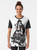 Graphic t-shirt featuring a pencil-drawn design with an anime-inspired revenge theme, inspired by the Tales of Berseria video game. - Women