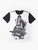 Graphic t-shirt featuring a pencil-drawn design with an anime-inspired revenge theme, inspired by the Tales of Berseria video game. - Flat lay