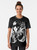 Illustration of a nekomata (two-tailed cat demon) arguing with a kitsune (fox spirit) on a graphic t-shirt - Women