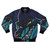 Riptide bomber jacket with an anthro wolf design in blue and black fur