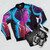 Neon Demon Bomber Jacket - Bright, Futuristic Fashion - Flat lay