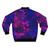 Blacklight bomber jacket featuring a poured acrylic abstract design - Back