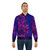 Blacklight bomber jacket featuring a poured acrylic abstract design - Lifestyle