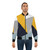 Colorful abstract geometric design bomber jacket with diagonal stripes and triangular patterns - Lifestyle