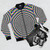 Psychedelic bomber jacket featuring an optical illusion design in vibrant colors - Flat lay
