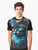 A vibrant, multicolored drip art design featuring a cool cat wearing sunglasses on a graphic t-shirt. - Men