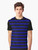 Royal blue and black horizontal striped graphic t-shirt - Men