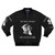 Bomber jacket with "No Good Cops" design and pit bull graphic