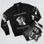 Bomber jacket with "No Good Cops" design and pit bull graphic - Flat lay
