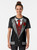 Funny graphic t-shirt design with a tuxedo costume, rose, and red tie for Halloween - Women