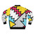 Retro 80s Memphis pattern bomber jacket with abstract, bright color shapes and graphics - Back