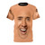 Visually striking tie dye t-shirt featuring a graphic of Nicolas Cage's iconic face