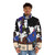 Tatami Galaxy anime-inspired puffer jacket with classic Japanese print design - men front
