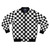 Black and white checkerboard pattern bomber jacket