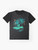 Astronaut surfing in outer space, cosmic surfer graphic t-shirt - Flat lay