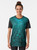 Teal galaxy night stars graphic t-shirt featuring a design of glowing stars, geometric constellations, and abstract tree artwork. - Women