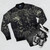 Metro Last Light abstract bomber jacket featuring a bold, graphic design - Flat lay
