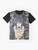 Mieruko-chan Monster Graphic T-Shirt featuring the anime character Miko Yotsuya and a funny ghost/monster design - Flat lay