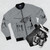 Banksy-inspired zebra pattern bomber jacket with street art design - Flat lay