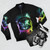 Astronaut Cat V.II Bomber Jacket with Cosmic Design - Flat lay