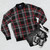 Stylish GTi tartan bomber jacket with plaid pattern - Flat lay