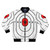 Bomber jacket with a graphic of a shooting target and bullseye