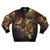 Bomber jacket featuring "The Lament for Icarus" painting by Herbert James Draper, depicting the mythological figure Icarus who flew too close to the sun.