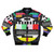 Retro graphic bomber jacket with "Standby for Transmission" design and vintage TV/glitch effect.