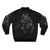 A black bomber jacket with the Cane Corso Italiano breed name and logo printed on the front. - Back