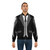 Stylish black bomber jacket with suit, tie, and vest details - Lifestyle
