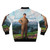 Kim Jong Il inspired bomber jacket with North Korea leader humor design - Back