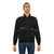 Graphic black lines bomber jacket with abstract Soulages gouache art design - Lifestyle
