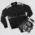 Graphic black lines bomber jacket with abstract Soulages gouache art design - Flat lay