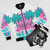 80s Miami Vice Retro Bomber Jacket featuring the iconic TV show design - Flat lay