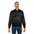 A bomber jacket featuring a graphic design of a raven with mythical Nordic-inspired elements like knotwork, stars, and the North Star. - Lifestyle