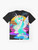 Synthwave Princess Celestia graphic tee featuring a neon, retro-inspired design with the My Little Pony character. - Flat lay