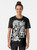 Shieldmaiden huntress graphic t-shirt featuring a fierce female warrior with wolf motifs in a viking/Norse design - Women