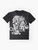 Shieldmaiden huntress graphic t-shirt featuring a fierce female warrior with wolf motifs in a viking/Norse design - Flat lay