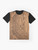 Rustic woodgrain graphic design t-shirt - Flat lay