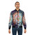 "Always on the Edge of Death" abstract art bomber jacket with skull, heart, and word art design - Lifestyle