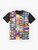 60 World Flags Graphic T-Shirt for Geography Students and Enthusiasts - Flat lay