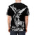 Illustration of Archangel Michael battling the devil, religious t-shirt design - men back