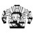 Black and white bomber jacket with Betty Boop cartoon graphic - Back