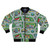 A street-inspired bomber jacket with a unique carpet design, perfect for a fun and nostalgic fashion statement.