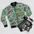 A street-inspired bomber jacket with a unique carpet design, perfect for a fun and nostalgic fashion statement. - Flat lay