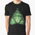 A t-shirt design featuring a fantasy sword in a mystical forest landscape