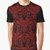 Satanic art occult damask graphic t-shirt with "Hail Satan" text and baphomet symbol