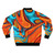 Colorful modern bomber jacket with vibrant southwest-inspired swirls and abstract designs - Back